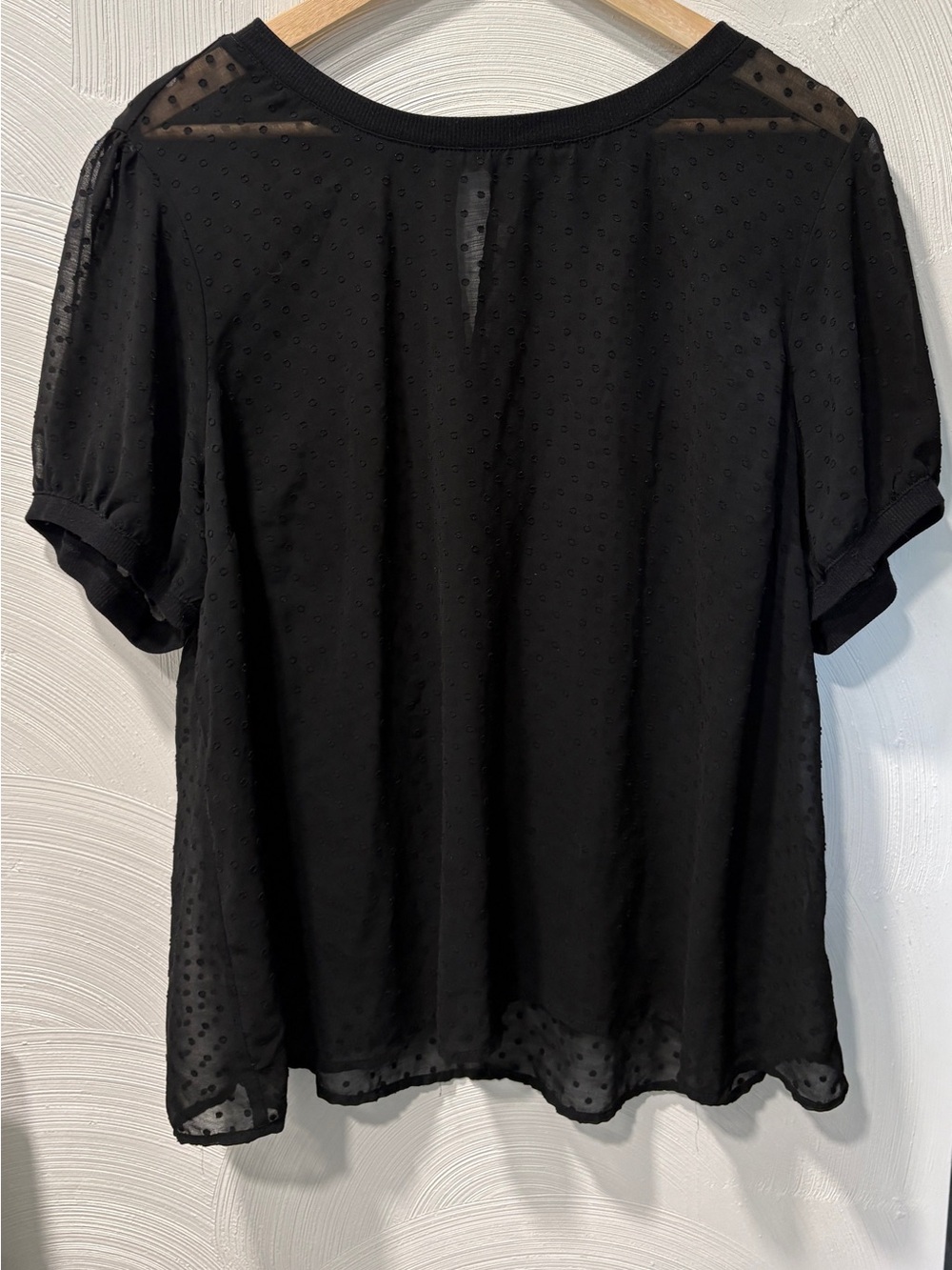 torrid Black Swiss Dot Short Sleeve Sheer Inset Top